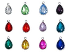 ❤ 2 x Silver Tone BIRTHSTONE