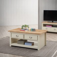 TAD | Lisbon Cream Coffee Table 2 Drawers 1 Shelf Living Room Furniture