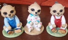 Set of 3 Cute Meerkat Baby Figurines / Collectible Ornaments