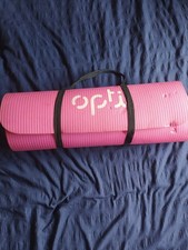 Opti Pink Yoga Exercise Mat 12mm Thickness Anti Slip Gym Fitness Pilates