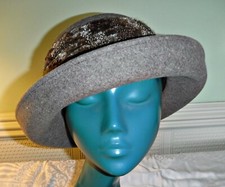 COOL QUALITY WHITELEY LADIES BOWLER STYLE HAT CHENILLE WIDE BAND BROWN COSY CHIC