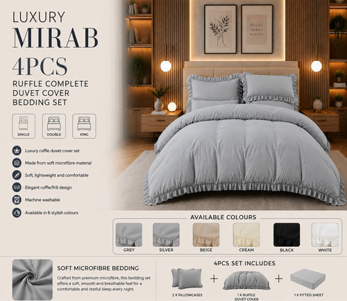 Luxury 4pcs soft ruffle - luxury,