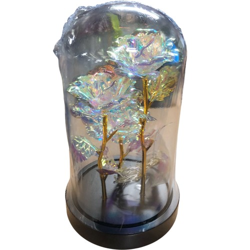 Iridescent rose flower dome - rose,