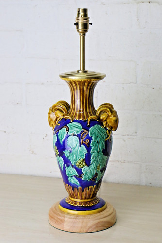 Table lamp vintage majolica - lamp,