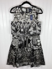 MARCHESA NOTTE Women's Size 8 Multi-Floral Silk Tired Short-Length A-Line Dress