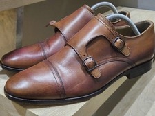 Reiss Lansen Monk Strap Tan Leather Shoes UK Size 9