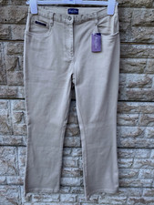 New Tags Ladies Union Blues Beige Flared Leg Stretch Elasticated Jeans UK 14 L30