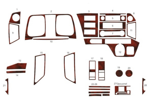 Wood look dash trim - look, kit