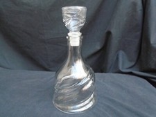 1980's Clear Twisted Glass Decanter and Stopper 0.7L