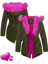 NEW PINK FUR PARKA COAT GIRLS