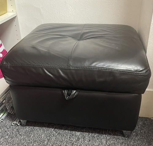 Black storage pouffe - black,