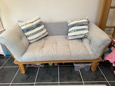 Oak Solid 2-Seater Futon Sofa