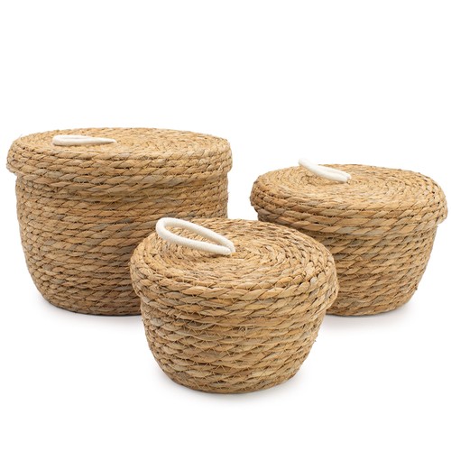 Set round seagrass cotton - set/3, seagrass&cotton
