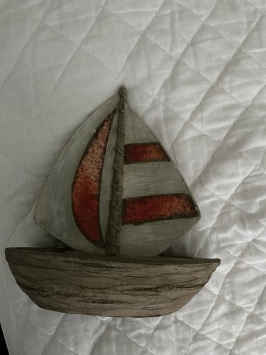 Wood and red glass boat - wood,
