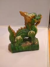 Antique Ceramic Glazed Chinese Dragon Roof Tile 7.5"