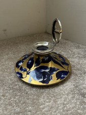 UNIQUE ANTIQUE TRADEMARKED SILVER & GOLD/BLUE CERAMIC INKWELL 1905 WILLIAMS LTD