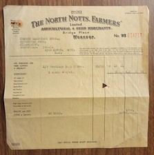 1959 North Notts Farmers, Bridge Pl, Worksop Invoice - Moorhouse Farm Killamarsh