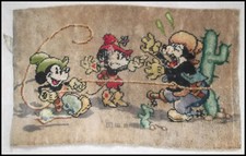 Vintage Disney 1930s Mickey Mouse, Minnie and Pegleg Pete Rug
