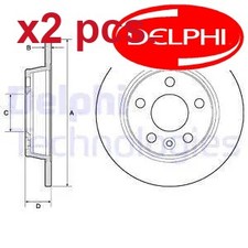 X2 PCS REAR BRAKE DISC SET LEFT & RIGHT BG3026 DELPHI I