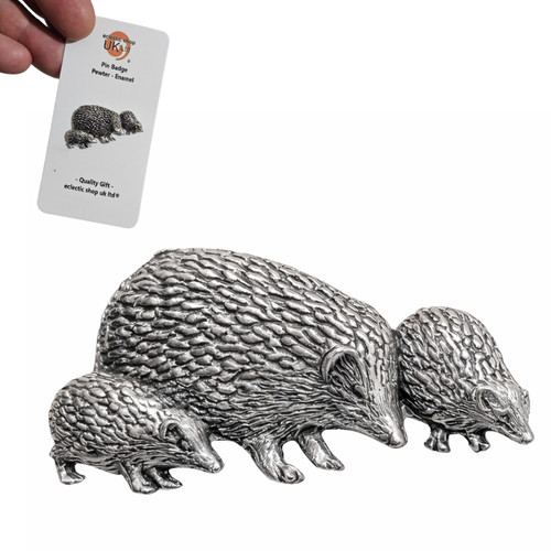 Hedgehog pin badge pewter - hedgehog,