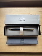 Parker Insignia Ball Point Pen Matte Black And Gold Trim - Made In USA.