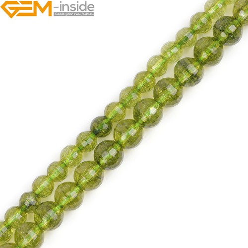 Faceted green peridot - peridot, quartz
