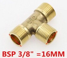 BSP 3/8" Male Thread Brass T Connector Tee Fitting Pipe Adapter Water Air MMM UK