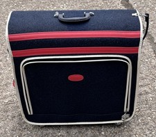 Vintage Quality Luggage - Skyway Navy Wool Suitcase/Bag. Wool Tweed.