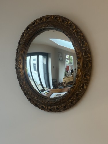 Vintage wood carved convex - wood,