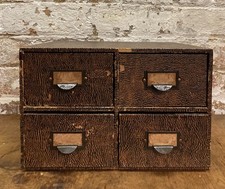 Vintage Index  4 Drawers Unit Vintage Office Wood Leather Effect Ex Factory