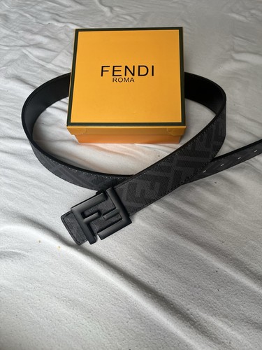 Fendi belt black gray - gray, leather