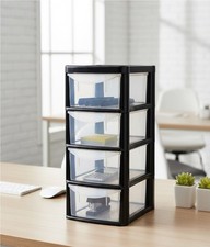 Small Black 4 Drawer Plastic