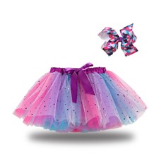 UK Girls Kids Bow Rainbow Tutu