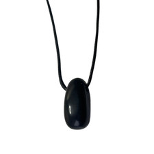 Tumbled Pendant, Black Cord
