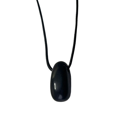 Tumbled pendant black cord - pendant,
