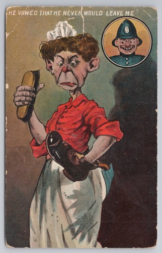 Postcard antique comic police - comic,