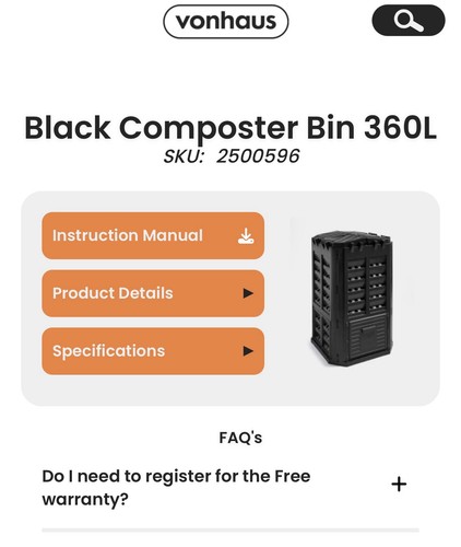Vonhaus compost bin 360l - vonhaus,