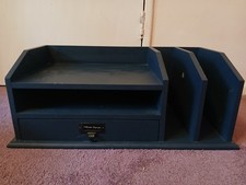 Solid, really good condition deep blue desk organiser with drawer & file storage