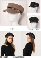 Taupe Baker Boy Hat with Gold