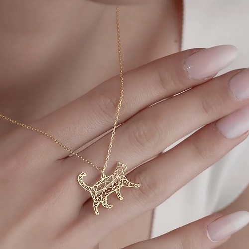 Cute hollow cat necklace for - necklace,