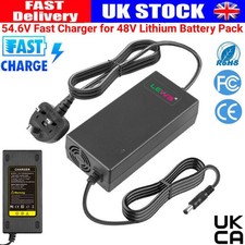 54.6V 2A Battery Charger For 48V Lithium Li-Ion Electric Bicycle DC 5.5X2.1mm