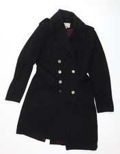 Women black pea coat - black,