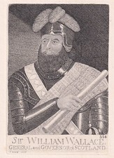 JOHN KAY Original Antique Etching. Sir William Wallace, 1819