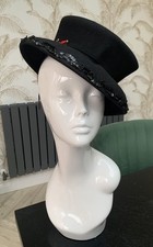 Original Vintage 1940s Film Noir Jaunty American Black Wool Hat 