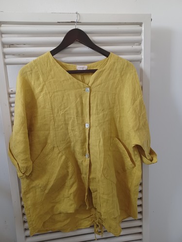 Valentyne linen top yellow - top,