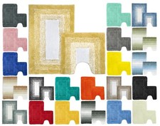 Luxury Spa Bath Rug 2 Piece Bath Mat Set Anti Slip Soft Microfibre Deep Pile Set