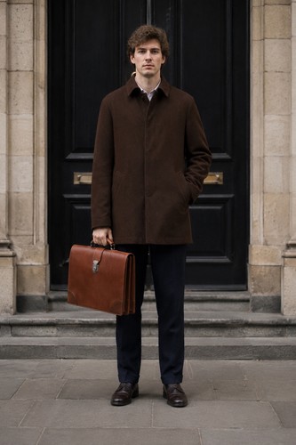 Men brown wool blend - wool,