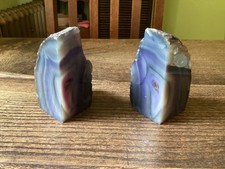 Pair of Polished Natural Agate Bookends -Purple/blue -very heavy