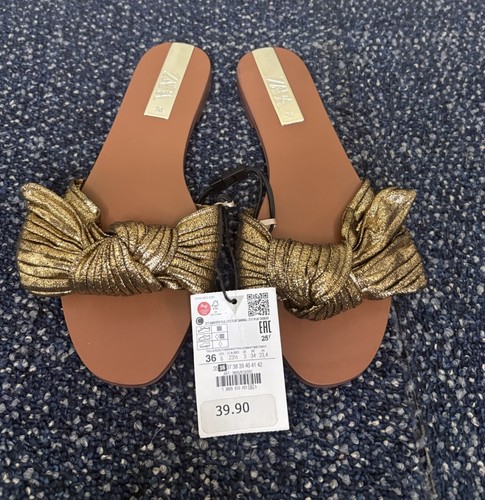 Zara gold metallic flat - metallic,