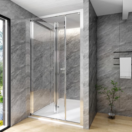 Chrome framed bifold shower - framed,